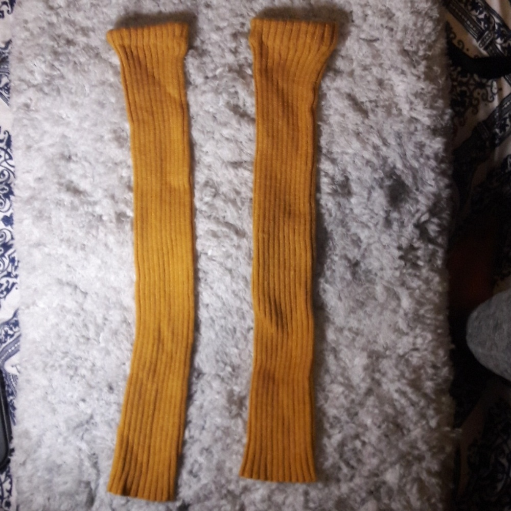 Mustard colored leg warmers
